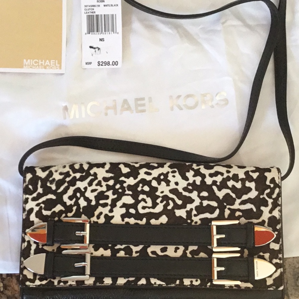 NWT MICHAEL Michael Kors leopard print clutch
